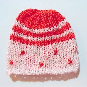 Pink and coral baby beanie